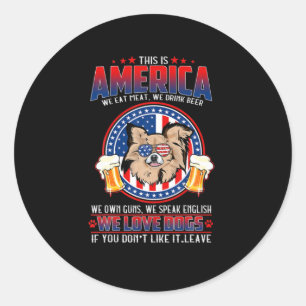 Adesivo Redondo Chihuahua Dog This America 4 De Julho