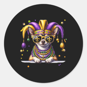 Adesivo Redondo Chihuahua engraçado do festival de contas de Carna