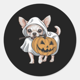 Adesivo Redondo Chihuahua Ghost Halloween