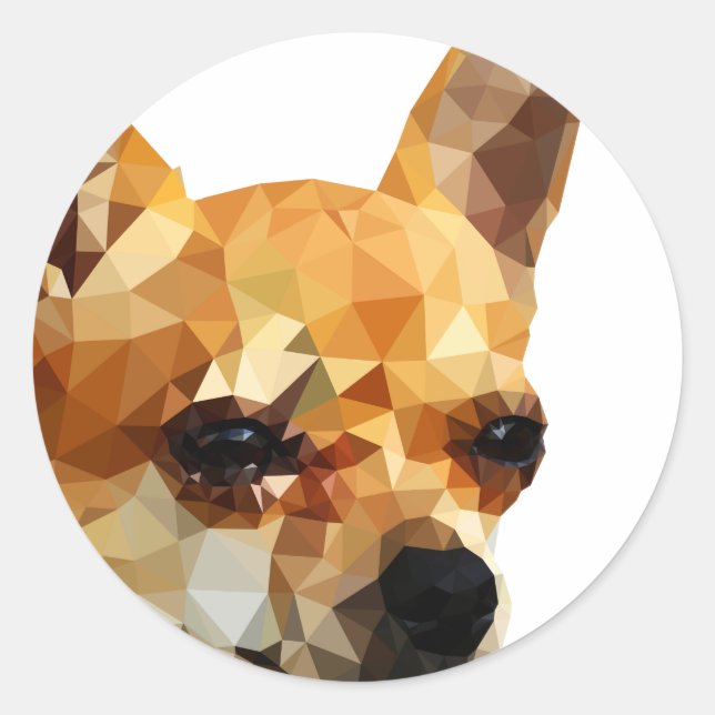 Adesivo Redondo Chihuahua Low Poly Art (Frente)