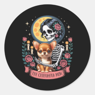 Adesivo Redondo Chihuahua Mãe Cachorro de Halloween Cachorro Nurad