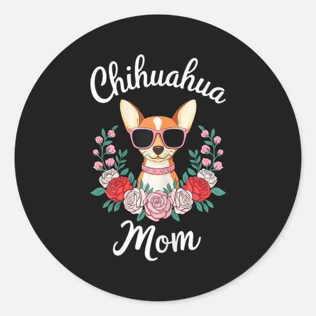 Adesivo Redondo Chihuahua Mãe Camisa Mulheres Chihuahua Proprietár (Frente)