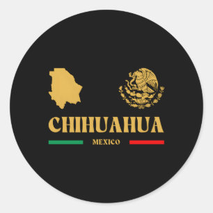 Adesivo Redondo Chihuahua México com o emblema mexicano Chihuahua