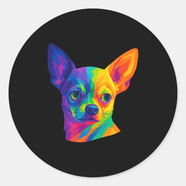 Adesivo Redondo Chihuahua P Art Rtrait For Dog Owners  (Frente)