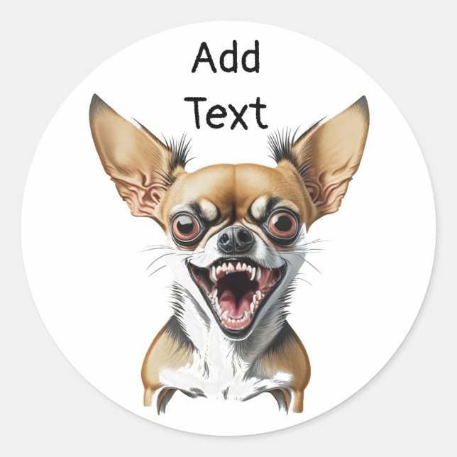 Adesivo Redondo Chihuahua Personalizado | Cães Engraçados (Frente)