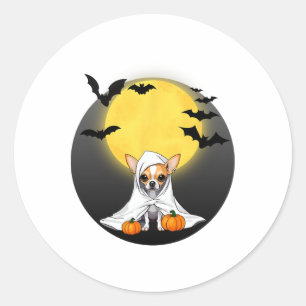 Adesivo Redondo Chihuahua Puppy Ghost Halloween Costume - Pequeno