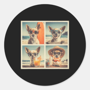 Adesivo Redondo Chihuahuas Legais Óculos de Sol Cachorros Fofos Fé