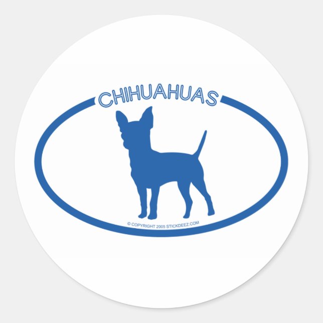 Adesivo Redondo Chihuahuas Silhouette Sticker (Frente)