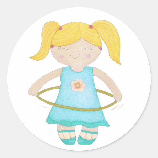 Adesivo Redondo Child playing with a hula hoop (Frente)