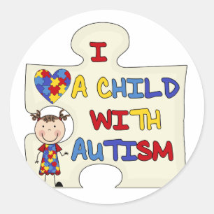 Adesivo Redondo Child WIth Autism Brunette Girl 2