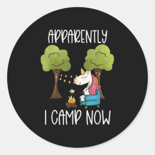 Adesivo Redondo Childrens Glamping Gear Unicorn Camping Girls Camp