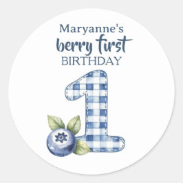Adesivo Redondo Child's Blueberry Berry First Birthday
