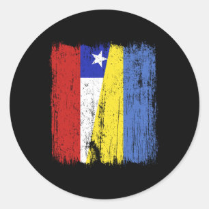 Adesivo Redondo Chile Ucrânia Meia Bandeira Patrimônio Ucraniano C