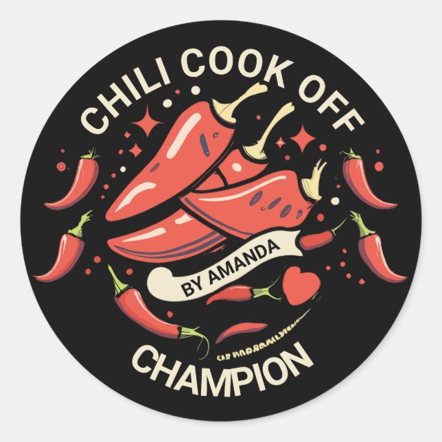 Adesivo Redondo Chili Cook Off Champion (Frente)