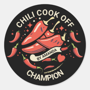 Adesivo Redondo Chili Cook Off Champion