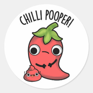 Adesivo Redondo Chili Poooper Engraçado Pepper Pun