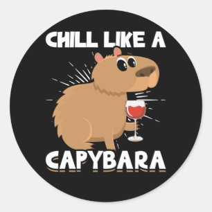 Adesivo Redondo Chill Capybara Cute Animal Lover