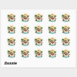 Adesivo Redondo Chill Monkey Cartoon Jungle Sticker