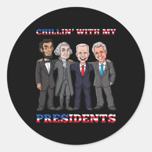 Adesivo Redondo Chillin Com Meus Presidentes 4 De Julho Patriótico
