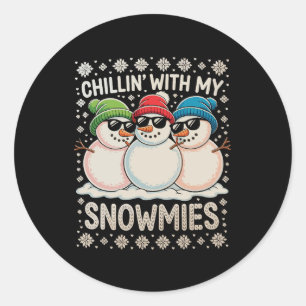 Adesivo Redondo Chillin Com Meus Snowmies Natal Feio