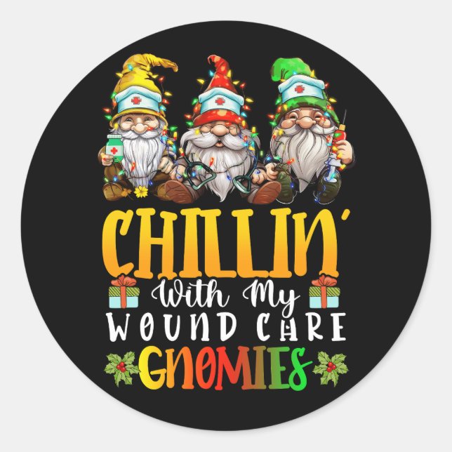 Adesivo Redondo Chillin Com Minha Enfermeira Enfermeira Gnomias Gn (Frente)