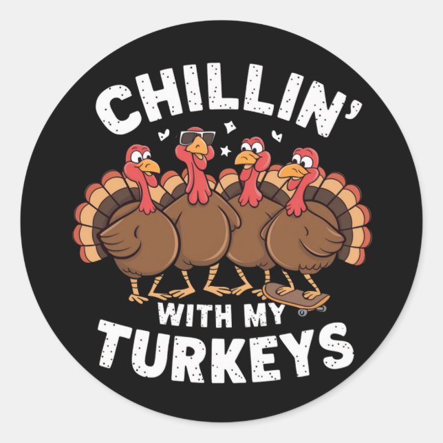 Adesivo Redondo Chillin Com O Meu Presente Da Família De Ação De G (Frente)