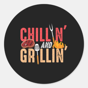 Adesivo Redondo Chillin E Grillin Barbecue Party