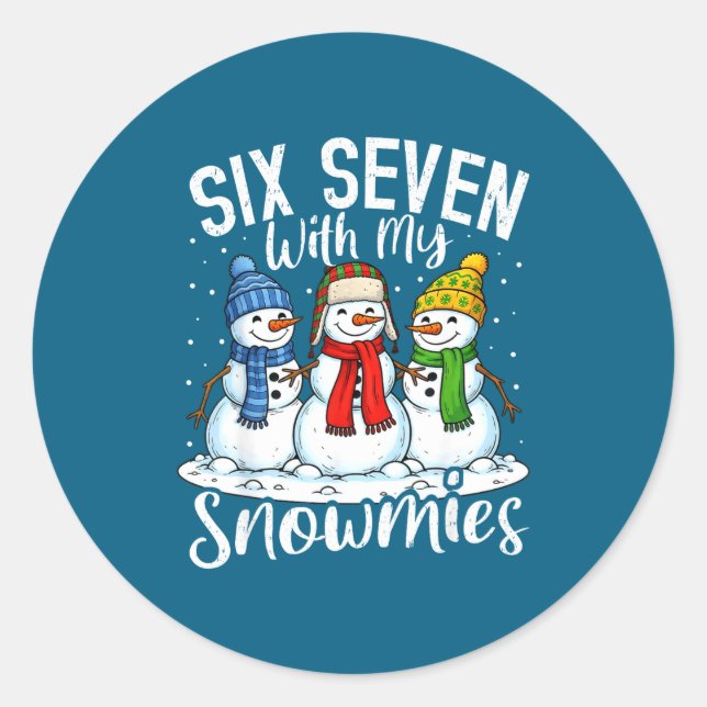 Adesivo Redondo Chillin With My Snowmies Funny Snowman 67 Christma (Frente)