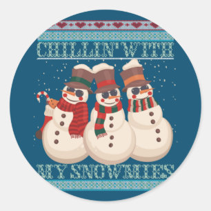 Adesivo Redondo Chilling' Com Meu Neve Feio Neve