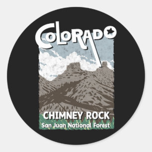 Adesivo Redondo Chimney Rock Colorado San Juan Rocky Mounties Ski
