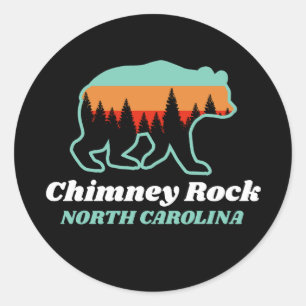 Adesivo Redondo Chimney Rock North Carolina Bear Retro Vintage