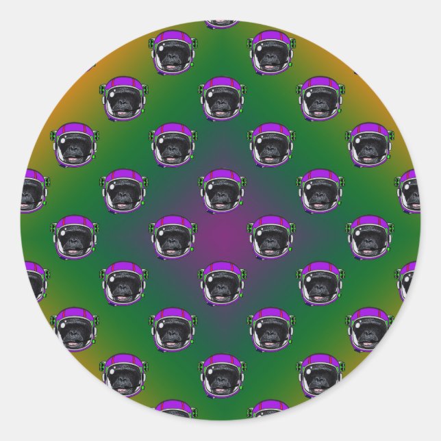 Adesivo Redondo Chimp espacial (Frente)