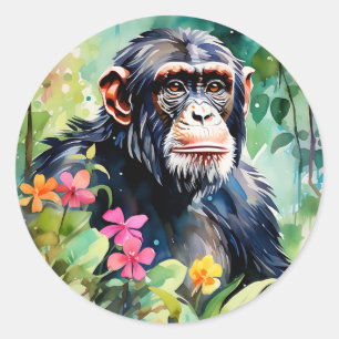 Adesivo Redondo Chimpanzé Selva Vibrante