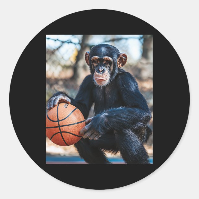 Adesivo Redondo Chimpanzé Sketll Mackey Funny Graphic 1 (Frente)