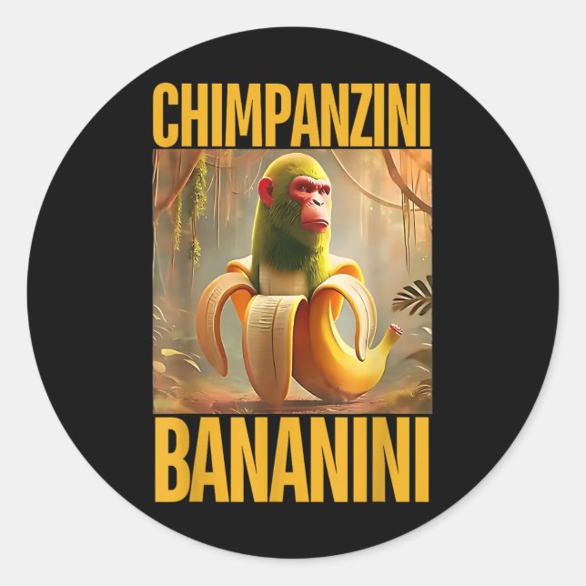 Adesivo Redondo Chimpanzini Bananini Italiano Brainrot Memys Gi (Frente)