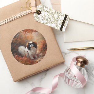 Adesivo Redondo Chin Japonês nas Folhas do outono caem inspiração