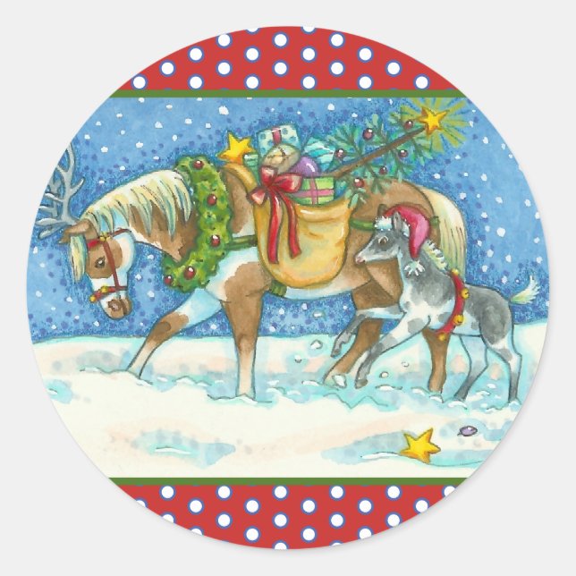 ADESIVO REDONDO CHINCOTEAGUE PONIES & HOLIDAY DESEJA HORSE STICKER (Frente)