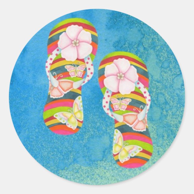 Adesivo Redondo Chinelos borboletas (Frente)