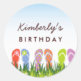 Adesivo Redondo Chinelos Coloridos Divertidos Na Festa de anivers