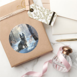 Adesivo Redondo Chinês Pinto Que Neve Natal