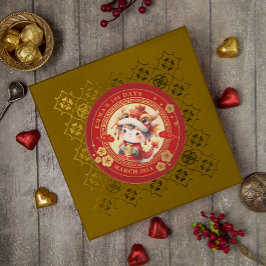 Adesivo Redondo Chinês Tradicional Bebê 100 Dias 百 Convite 日