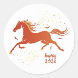 Adesivo Redondo Chinese New Year 2026 Horse Ink New Year