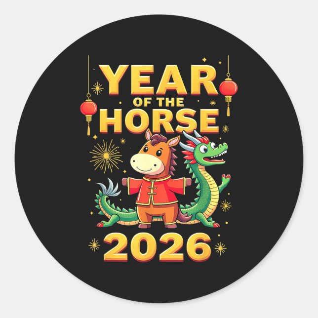 Adesivo Redondo Chinese New Year 2026 Year Of The Horse  (Frente)