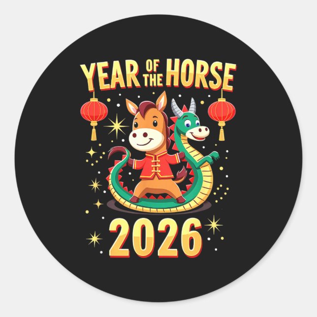 Adesivo Redondo Chinese New Year 2026 Year Of The Horse  (Frente)