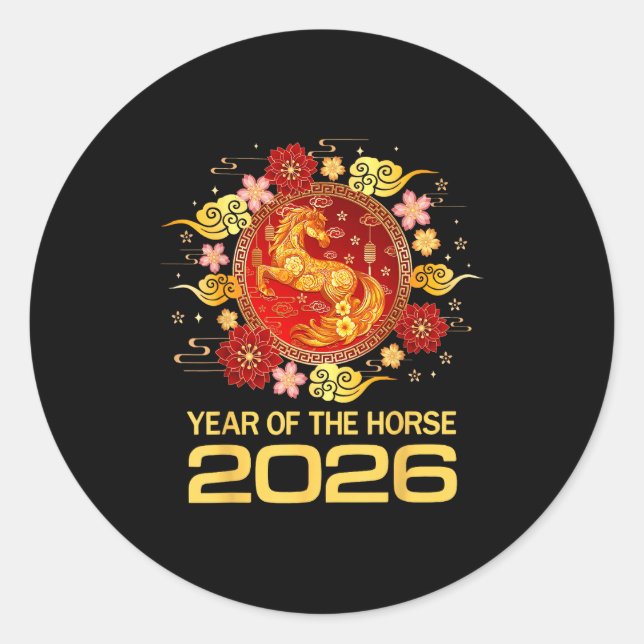 Adesivo Redondo Chinese New Year 2026 Year Of The Horse  (Frente)