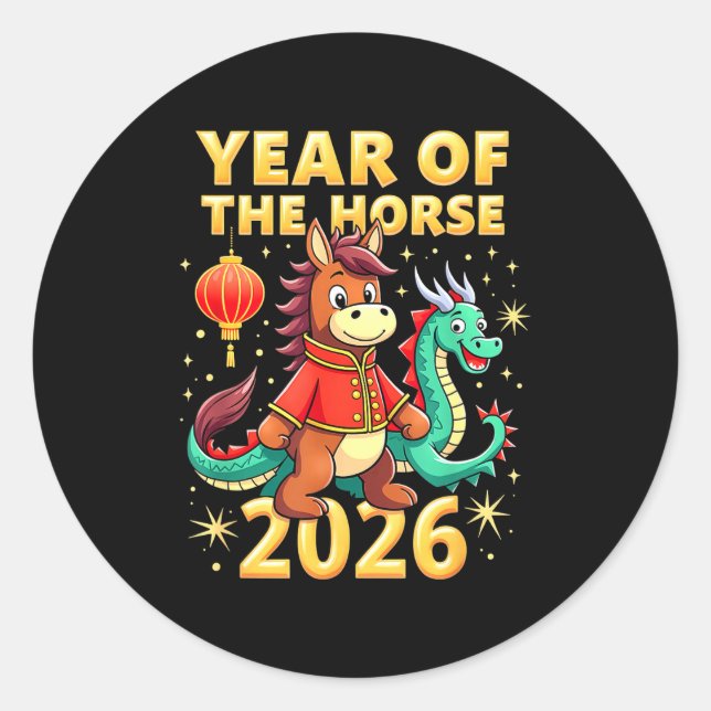 Adesivo Redondo Chinese New Year 2026 Year Of The Horse  (Frente)