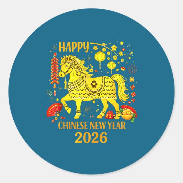 Adesivo Redondo Chinese New Year 2026 Year Of The Horse 1  (Frente)