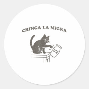 Adesivo Redondo Chinga La Migra Imigração Abolição Ice Gato Engraç