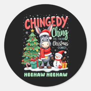 Adesivo Redondo Chingedy Ching The Italiana Christmas Donkey Heeha