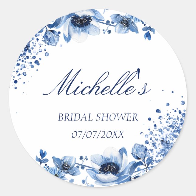 Adesivo Redondo Chinoiserie Asiática Light Blue Bridgerton (Frente)